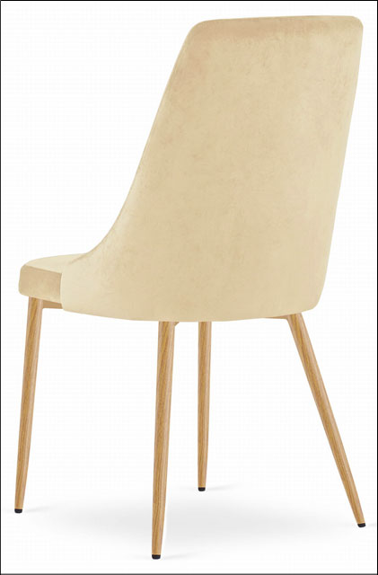 Jasnobeżowe welurowe krzesło metalowe tapicerowane Solva