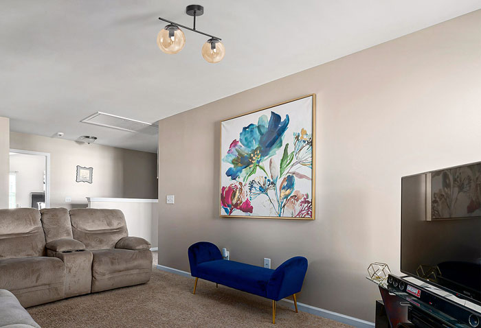 Lampa sufitowa na czarnym stelażu z 2 bursztynowymi kloszami A704-Ryen