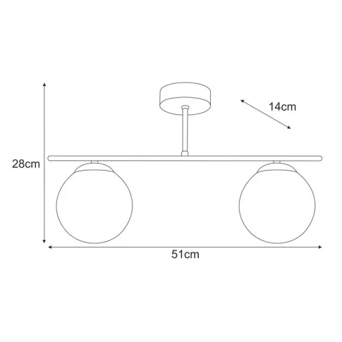Rysunek z wymiarami lampy A704-Ekta