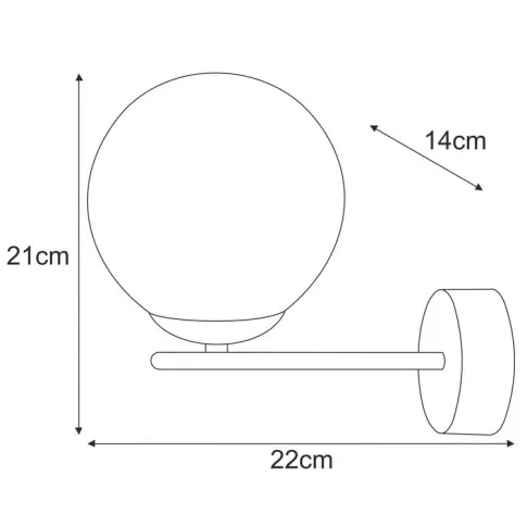 Rysunek z wymiarami lampy A706-Ekta