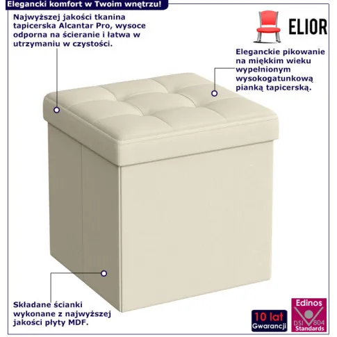 Kremowa nowoczesna pufa Etiosa