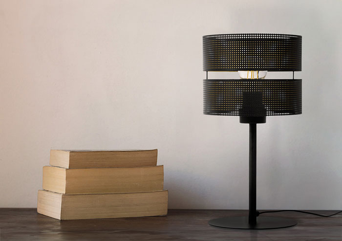 Czarno-złota elegancka lampka stołowa A710-Rawel