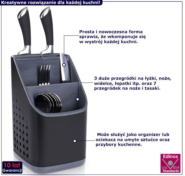 Czarna suszarka do sztućców Adonis 3X