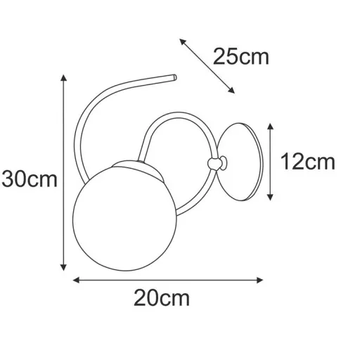 Rysunek z wymiarami kinkietu A720-Geza