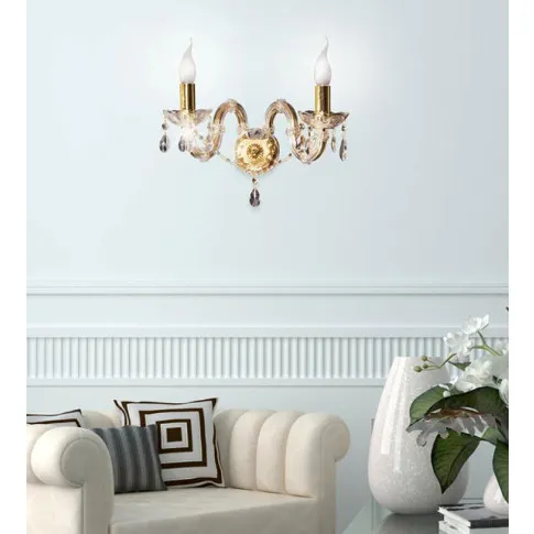 Fotografia Złoty podwójny kinkiet świecznikowy z kryształkami - Z002-Meros z kategorii Salon