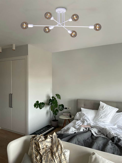 Biała industrialna lampa sufitowa patyki V901-Moreli