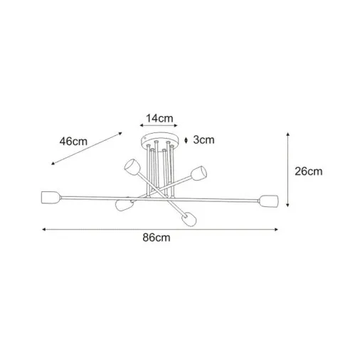Rysunek z wymiarami lampy A726-Akma