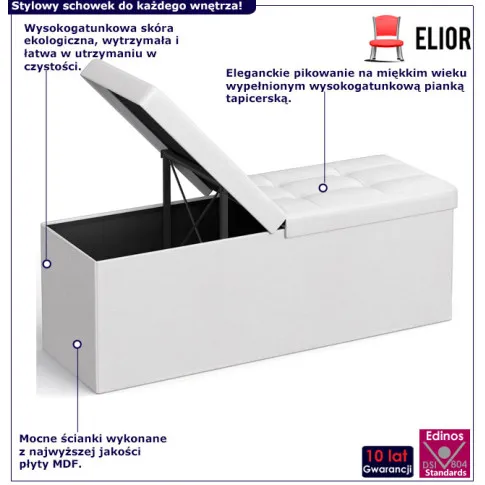 Biała pufa tapicerowana skórą ekologiczną Teriena 6X