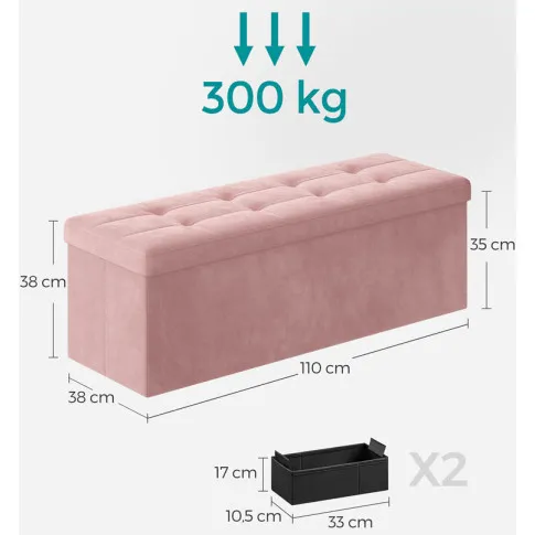 Wymiary różowej pufy pikowaniej Trinioz 4X