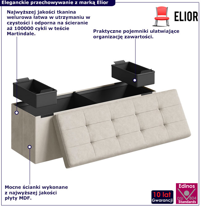 KRemowa pufa tapicerowana do sypialni Sokol 4X