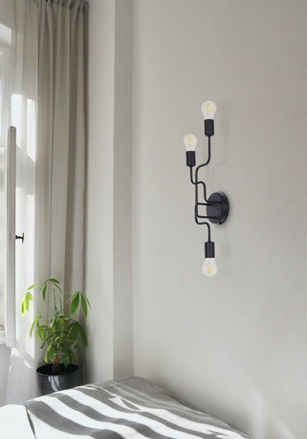 Industrialny czarny kinkiet z odkrytymi żarówkami A730-Imerix