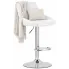 Biały chromowany hoker tapicerowany ekoskórą z oparciem - Melux 6X