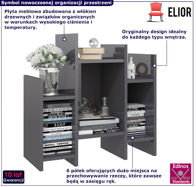 Regał Pyrol szary połysk