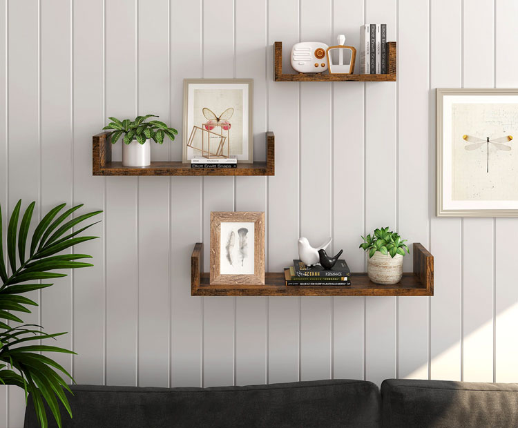 Wizualizacja kompletu półek Quixo w nowoczesnym salonie