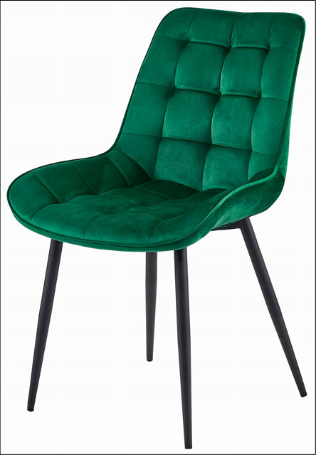 Ciemnozielone pikowane krzesło welurowe Alvor