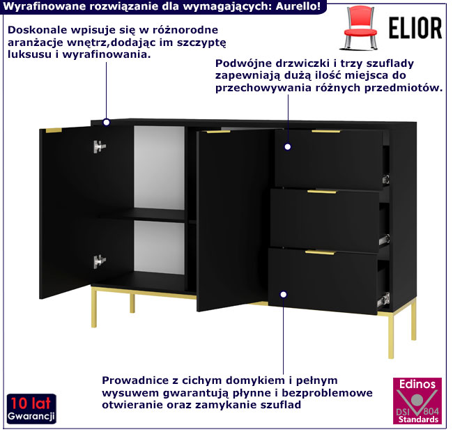 Czarna komoda Pascal 3X