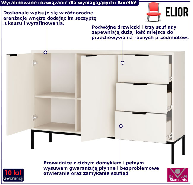 Komoda Pascal 3X biały+czarny