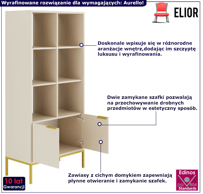 Komoda Pascal 4X kaszmir+złoty