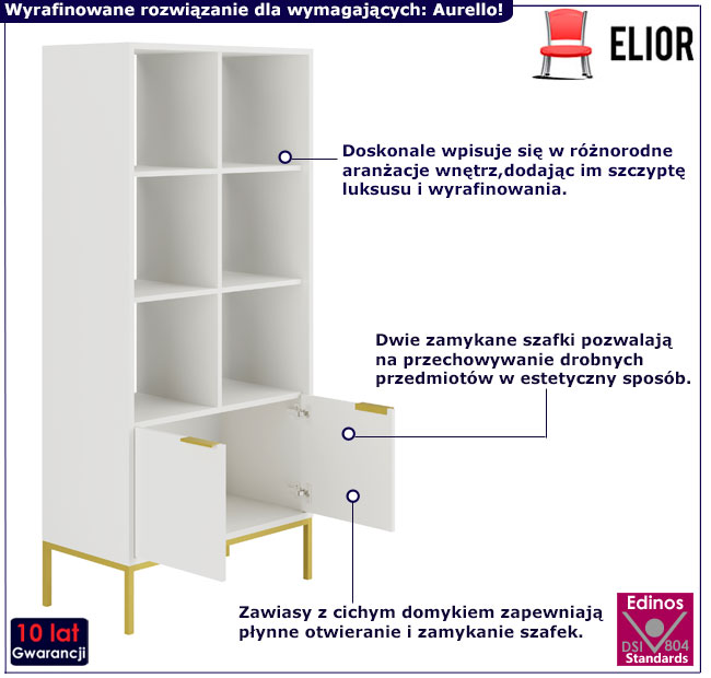 Komoda Siena 4X biały+złoty