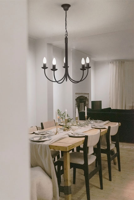 Czarny żyrandol świecznik pięcioramienny A749-Zuxo