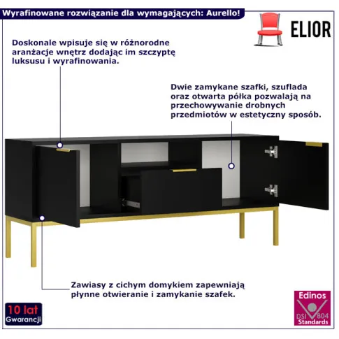 Szafka pod TV Aurello 5X kolor czarny+złoty