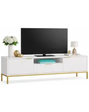 Biała szafka RTV ze złotymi zdobieniami 175 cm - Pascal 6X w sklepie Edinos.pl