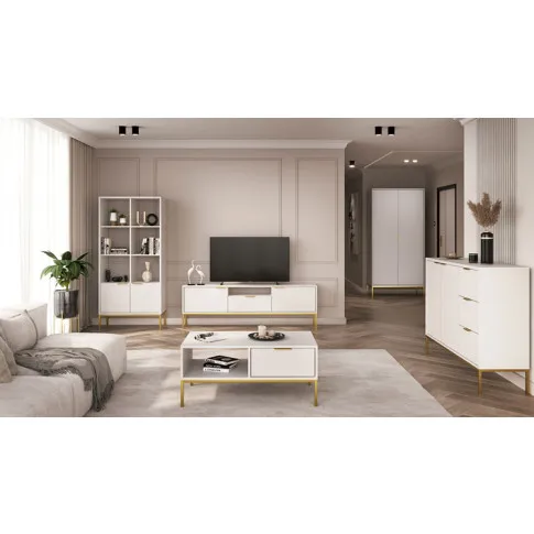 Prezentacja szafki pod TV 175 cm  Aurello 3X biały+złoty