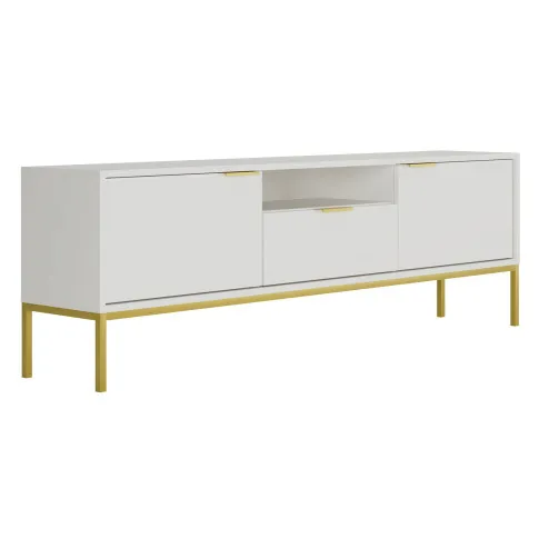 Szafka RTV 175 cm Aurello 6X kolor biały+złoty