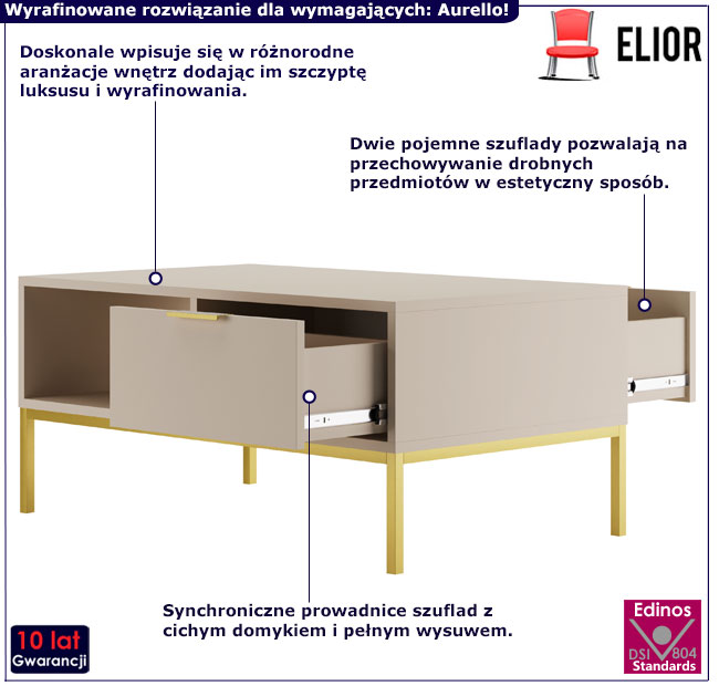 Stolik kawowy Pascal 7X kaszmir+złoty