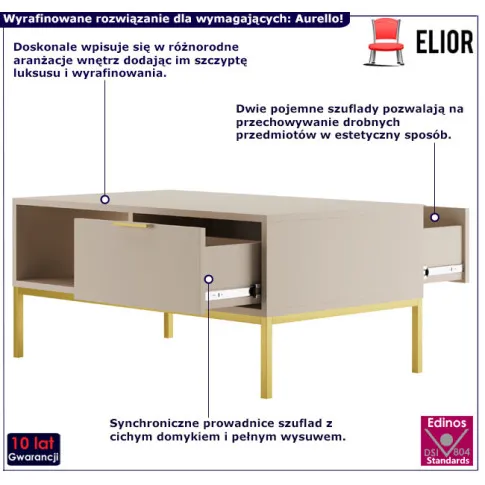 Stolik do salonu Aurello 7X kaszmir+złoty