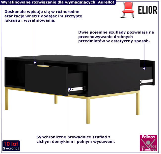 Stolik kawowy Pascal 7X czarny+złoty