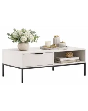 Nowoczesny stolik kawowy z 2 szufladami biały + czarny - Pascal 7X w sklepie Edinos.pl