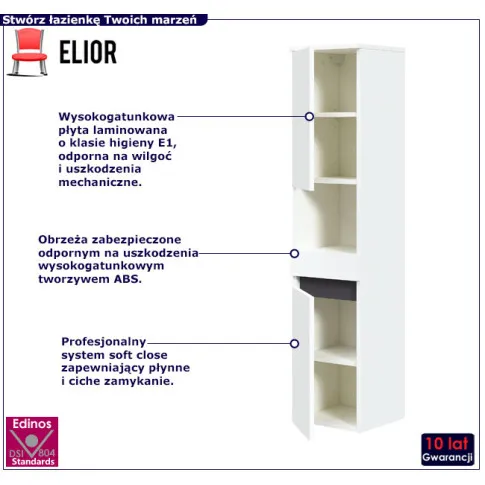 Biały słupek łazienkowy Miroso 3X