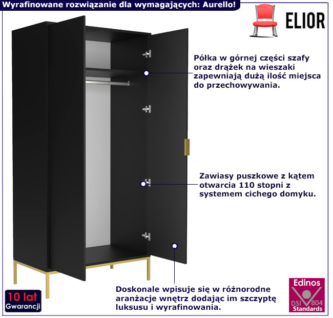Szafa Siena 8X czarny+złoty