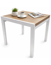 Kwadratowy rozkładany stół dąb sonoma + biały- Laoma w sklepie Edinos.pl