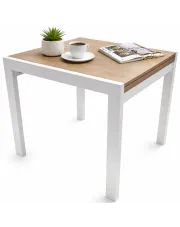 Kwadratowy rozkładany stół dąb sonoma + biały- Laoma w sklepie Edinos.pl