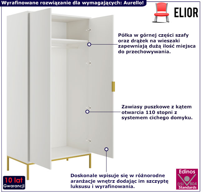 Szafa Siena 8X biały+złoty