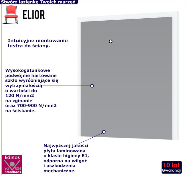 Lustro łazienkowe wiszące Miroso