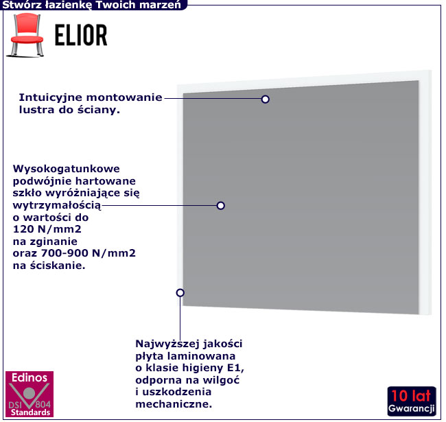Lustro łazienkowe wiszące Miroso