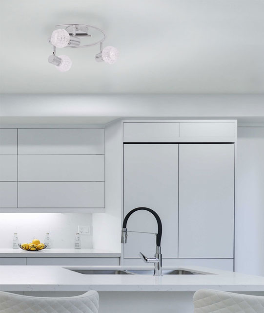 Srebrna lampa sufitowa ze szklanymi reflektorami A759-Ritros