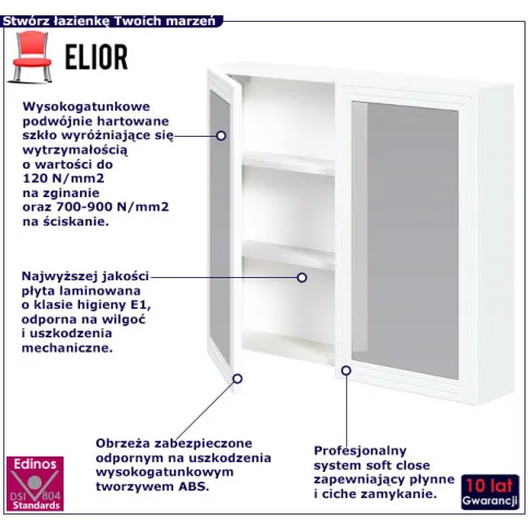Biala lazienkowa szafka z lustrem Zeya 4X