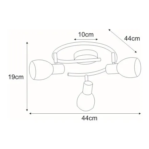 Rysunek z wymiarami lampy A762-Ovla