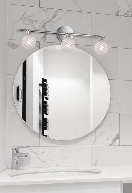 Chromowany potrójny kinkiet ze szklanymi reflektorami A766-Furio