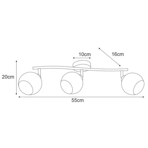 Rysunek z wymiarami lampy A767-Zora