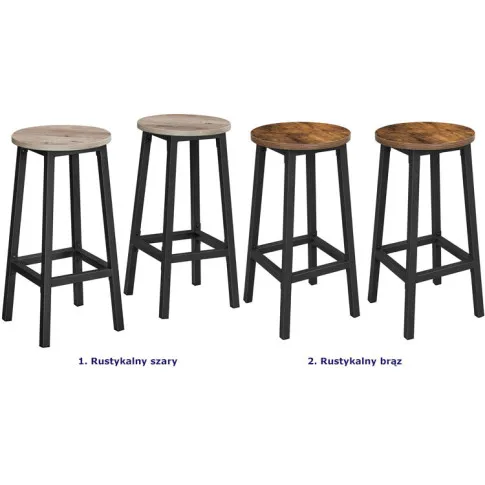 Szczegółowe zdjęcie nr 7 produktu Komplet 2 okrągłych taboretów loft rustykalny brąz - Burios 4X