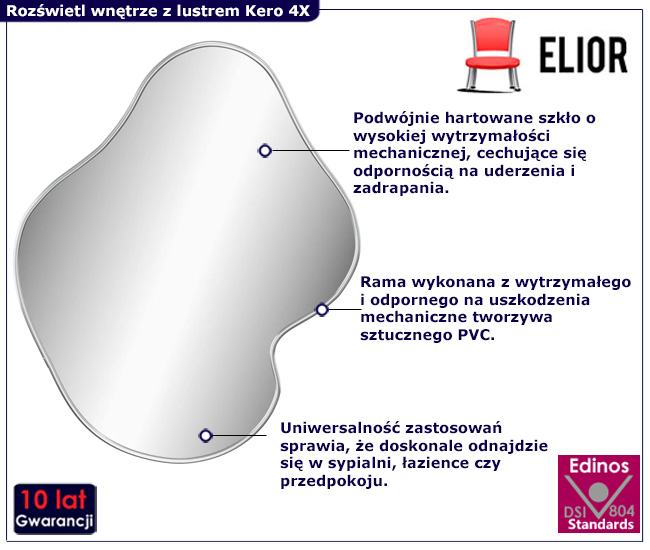 Srebrne lustro wiszace Kero 4X