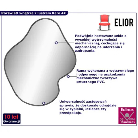 czarne lustro ścienne do salonu Kero 4X