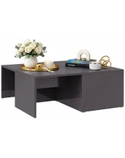 Komplet 4 kwadratowych stolików szary połysk - Mirela w sklepie Edinos.pl