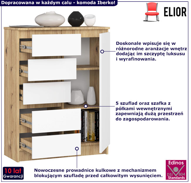 Komoda Werta dąb artisan+biały