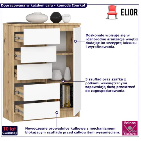 Wysoka komoda Iberko dąb artisan biały